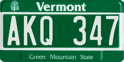 VT license plate AKQ347