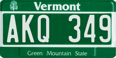 VT license plate AKQ349
