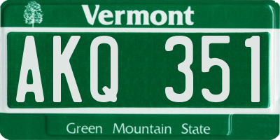 VT license plate AKQ351