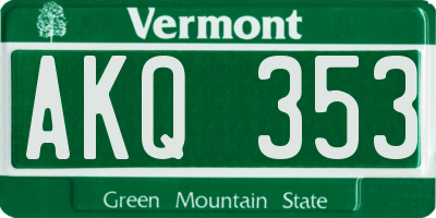 VT license plate AKQ353
