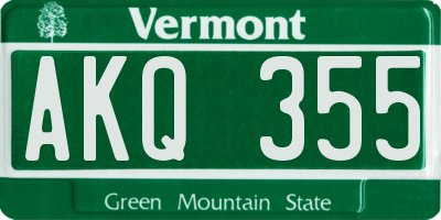 VT license plate AKQ355