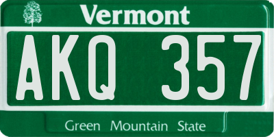VT license plate AKQ357