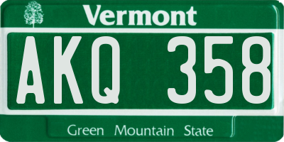 VT license plate AKQ358