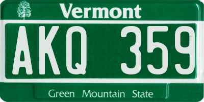 VT license plate AKQ359