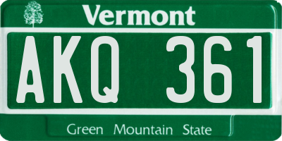 VT license plate AKQ361