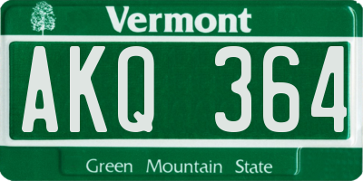 VT license plate AKQ364