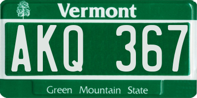 VT license plate AKQ367