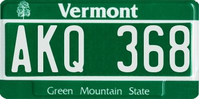 VT license plate AKQ368