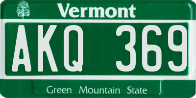 VT license plate AKQ369
