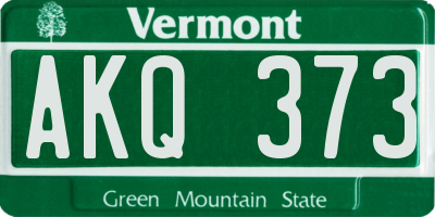 VT license plate AKQ373