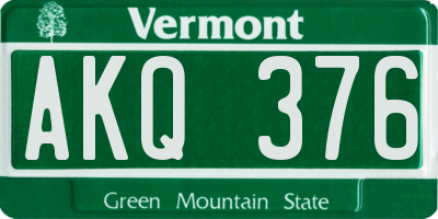 VT license plate AKQ376