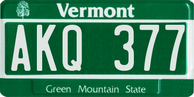 VT license plate AKQ377