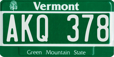 VT license plate AKQ378