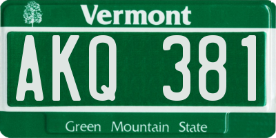 VT license plate AKQ381
