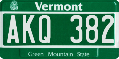 VT license plate AKQ382