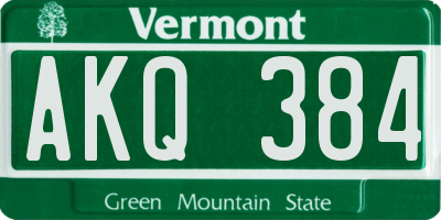 VT license plate AKQ384