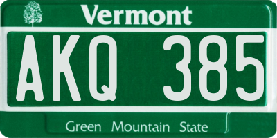VT license plate AKQ385