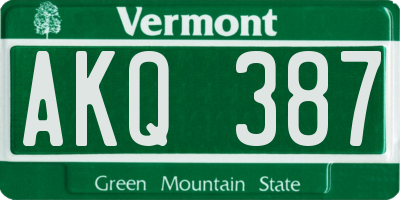 VT license plate AKQ387