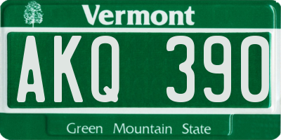 VT license plate AKQ390