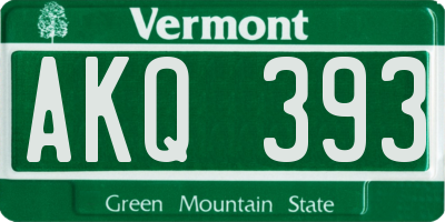 VT license plate AKQ393