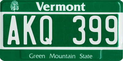 VT license plate AKQ399