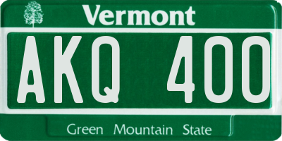 VT license plate AKQ400