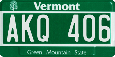VT license plate AKQ406