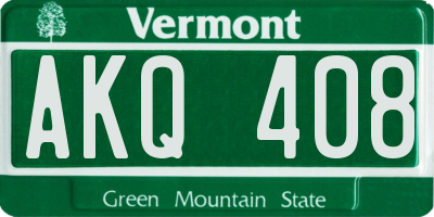 VT license plate AKQ408