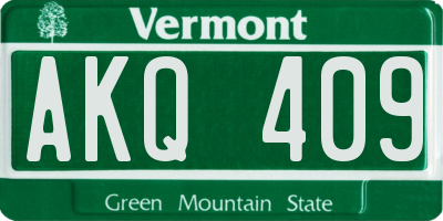 VT license plate AKQ409