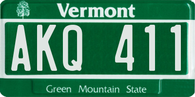 VT license plate AKQ411
