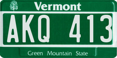 VT license plate AKQ413