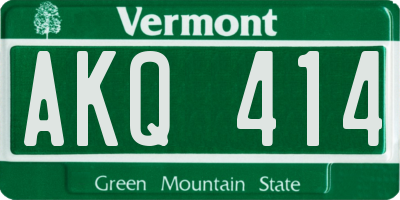 VT license plate AKQ414
