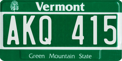 VT license plate AKQ415