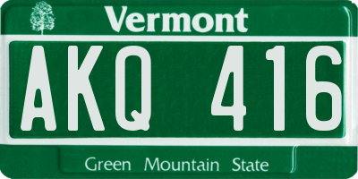 VT license plate AKQ416