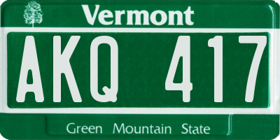 VT license plate AKQ417