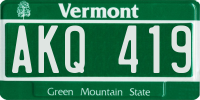 VT license plate AKQ419