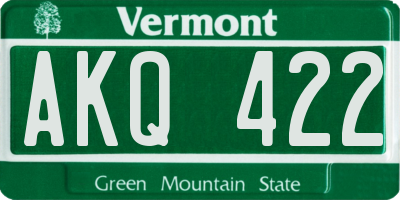 VT license plate AKQ422