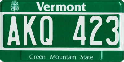 VT license plate AKQ423