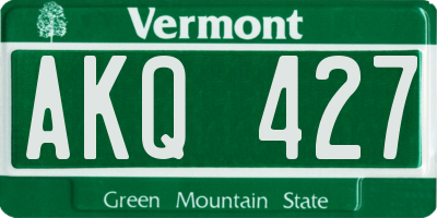VT license plate AKQ427