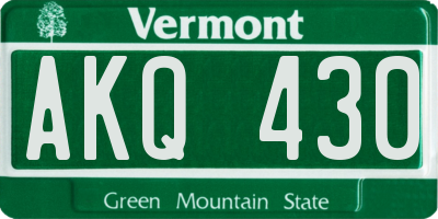 VT license plate AKQ430