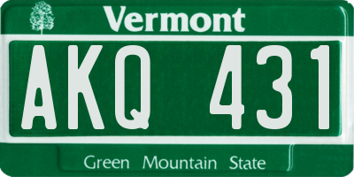 VT license plate AKQ431