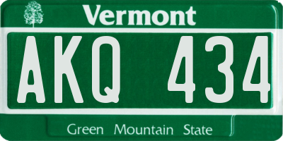 VT license plate AKQ434