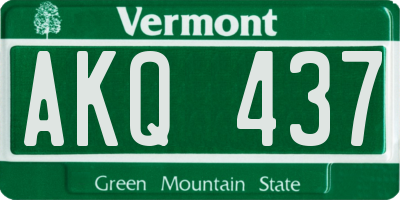 VT license plate AKQ437