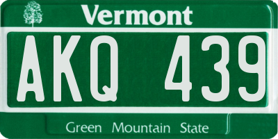 VT license plate AKQ439