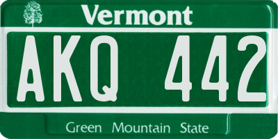 VT license plate AKQ442