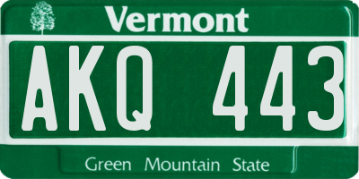 VT license plate AKQ443