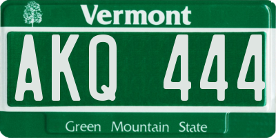 VT license plate AKQ444