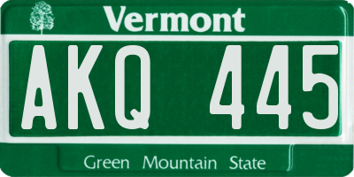 VT license plate AKQ445