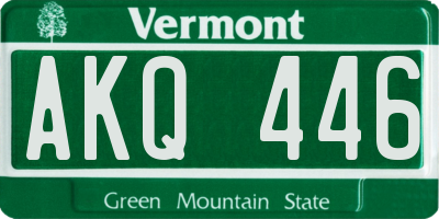 VT license plate AKQ446