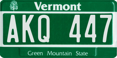 VT license plate AKQ447